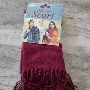 NEW Winter Scarf 100% Polyester 13in x 72 in Unisex All Ages, Maroon Warm